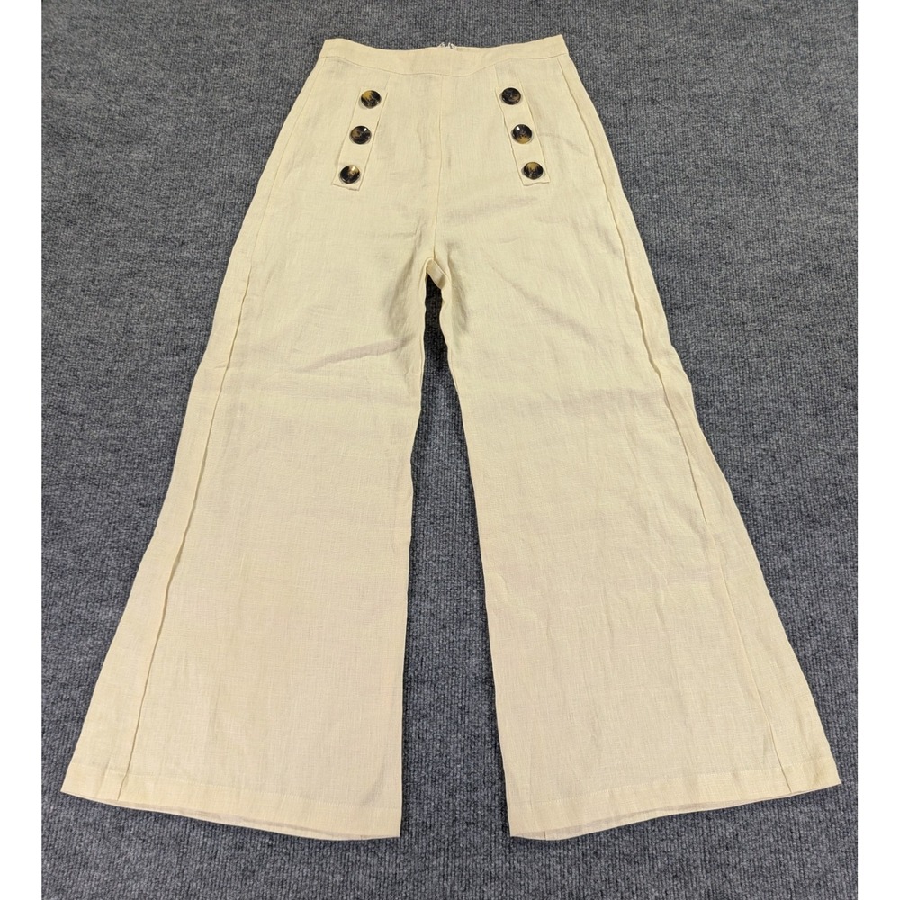Faithfull‎ The Brand Adita 100% Linen Wide Leg Crop Sailor Pants Women's Size XS